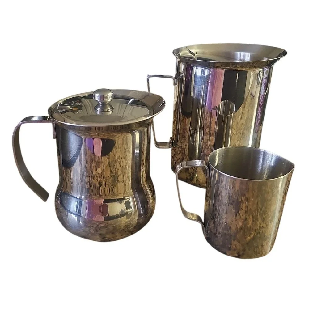 Vintage‎ Rena Ware Pitcher & Stainless Steel Serving Jug Set 3 Pc Barista Coffee